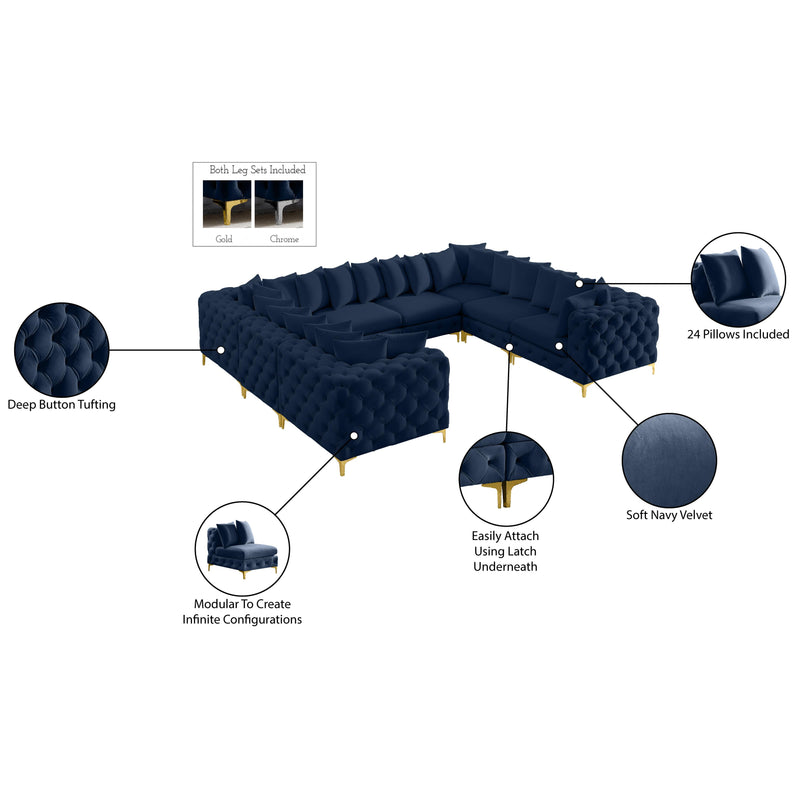 Meridian Tremblay Navy Velvet Modular Sectional IMAGE 14