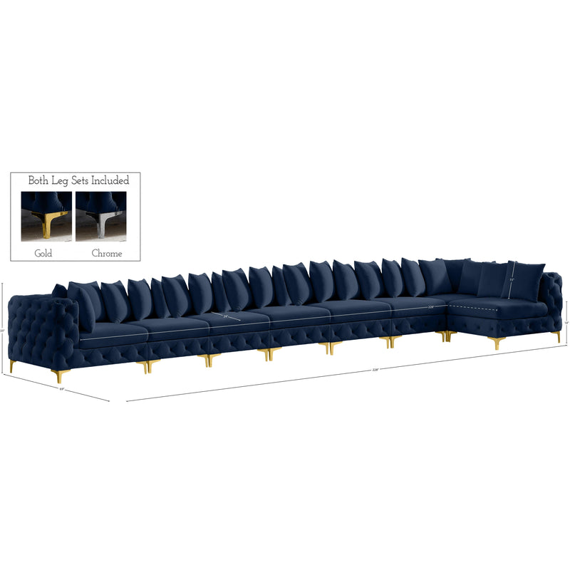 Meridian Tremblay Navy Velvet Modular Sectional IMAGE 17