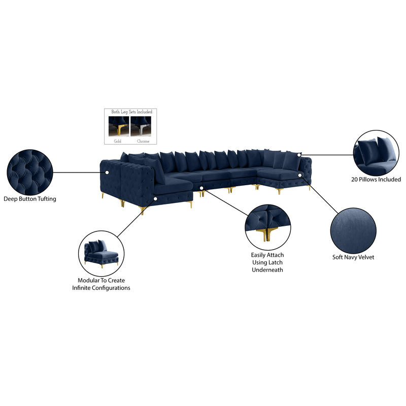 Meridian Tremblay Navy Velvet Modular Sectional IMAGE 16