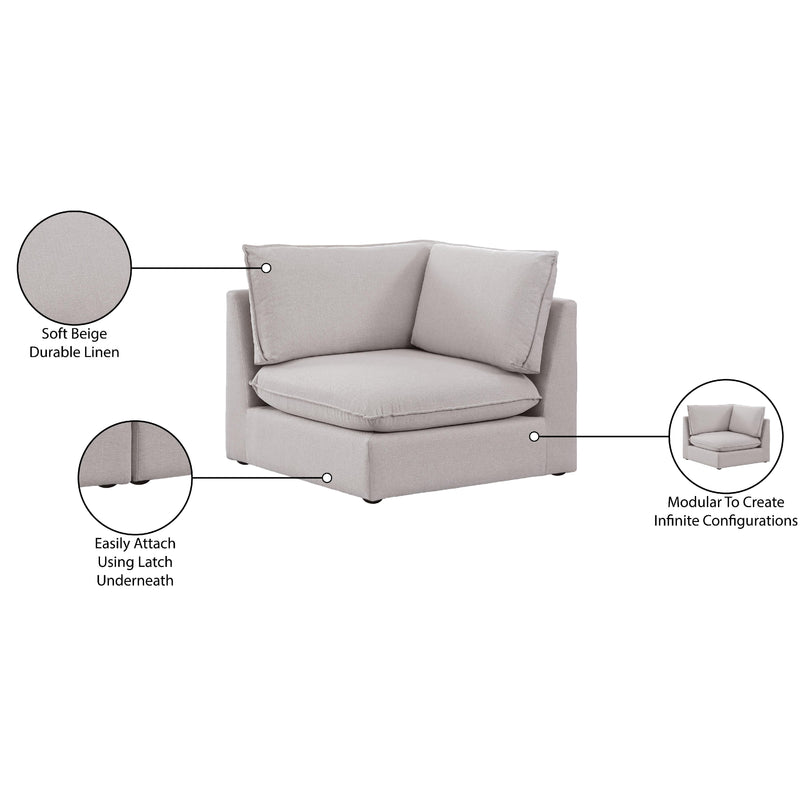Meridian Mackenzie Beige Durable Linen Textured Corner Chair IMAGE 8