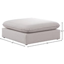 Meridian Mackenzie Beige Durable Linen Textured Ottoman IMAGE 5