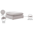 Meridian Mackenzie Beige Durable Linen Textured Ottoman IMAGE 6