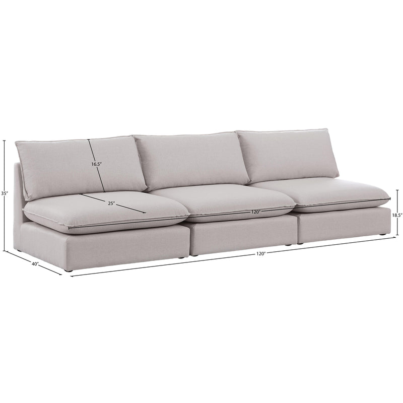 Meridian Mackenzie Beige Durable Linen Textured Modular Sofa IMAGE 7