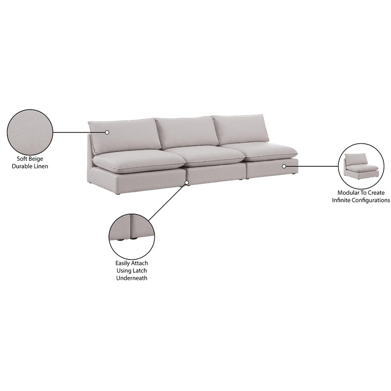 Meridian Mackenzie Beige Durable Linen Textured Modular Sofa IMAGE 8