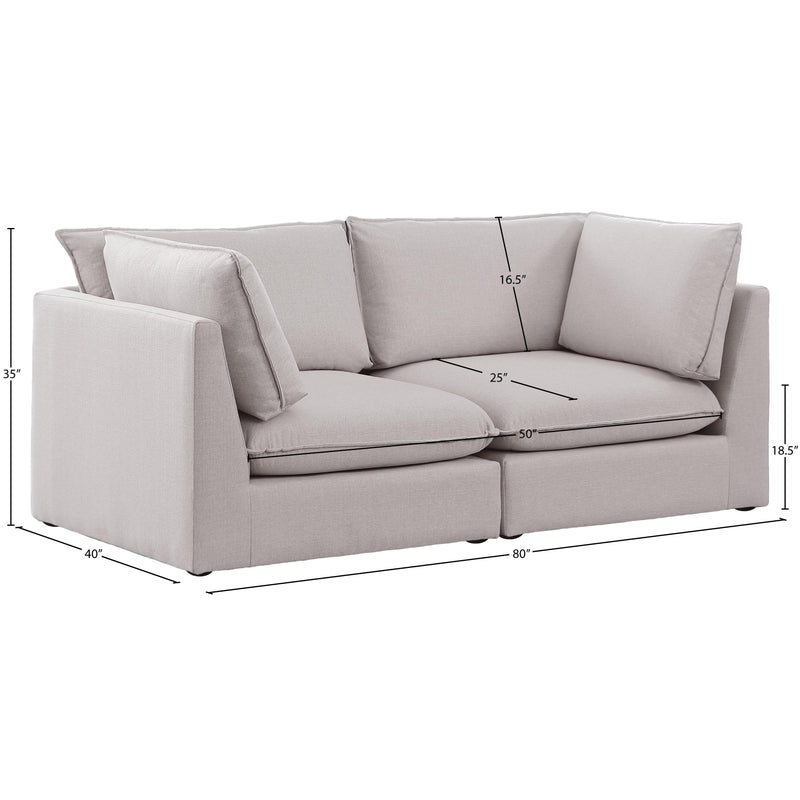 Meridian Mackenzie Beige Durable Linen Textured Modular Sofa IMAGE 9