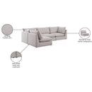 Meridian Mackenzie Beige Durable Linen Textured Modular Sectional IMAGE 15