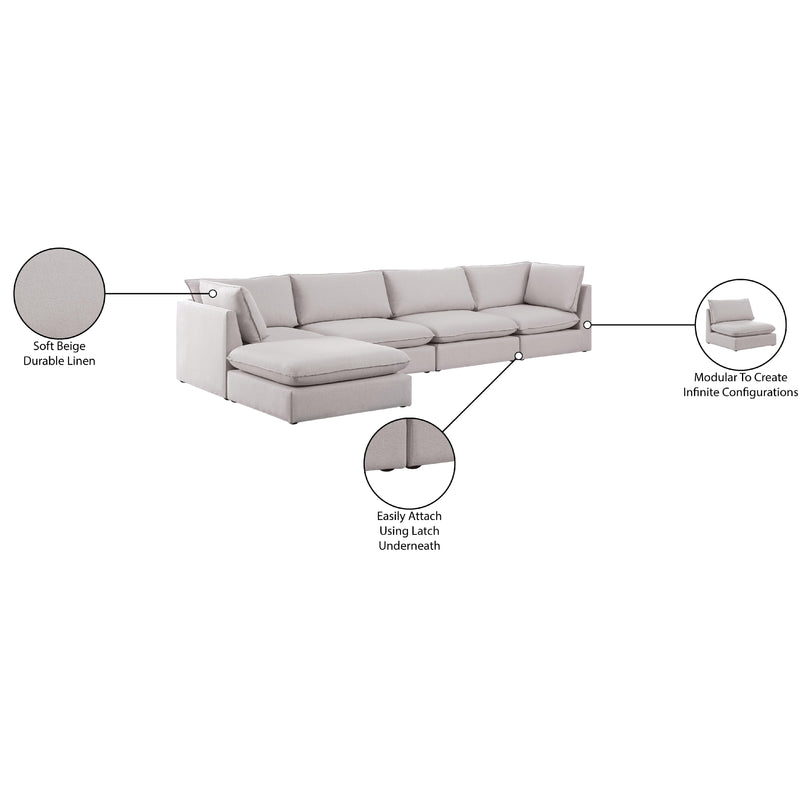 Meridian Mackenzie Beige Durable Linen Textured Modular Sectional IMAGE 15