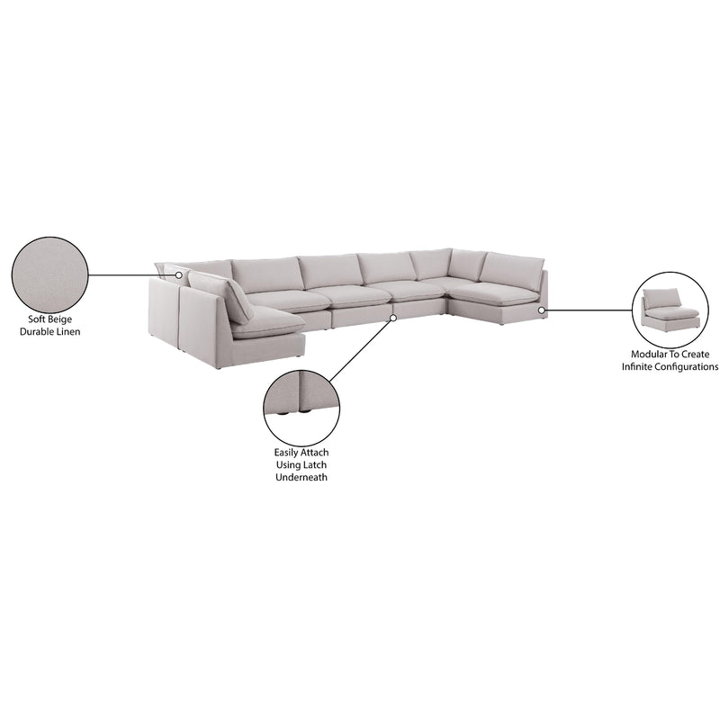 Meridian Mackenzie Beige Durable Linen Textured Modular Sectional IMAGE 10