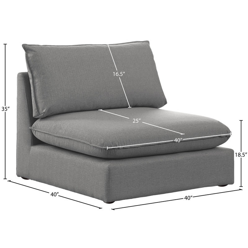 Meridian Mackenzie Grey Durable Linen Textured Armless Chair IMAGE 7
