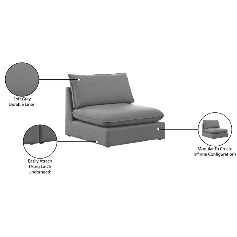 Meridian Mackenzie Grey Durable Linen Textured Armless Chair IMAGE 8