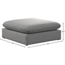 Meridian Mackenzie Grey Durable Linen Textured Ottoman IMAGE 5