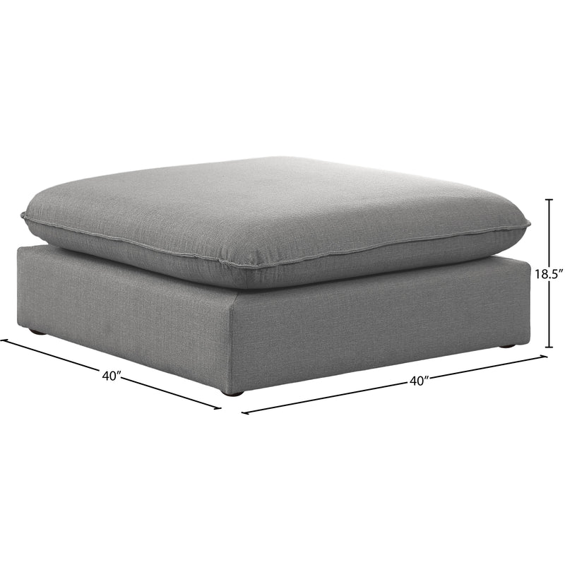 Meridian Mackenzie Grey Durable Linen Textured Ottoman IMAGE 5