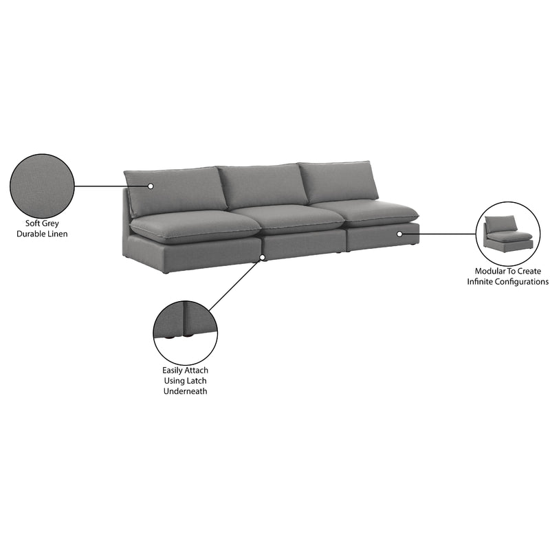 Meridian Mackenzie Grey Durable Linen Textured Modular Sofa IMAGE 8