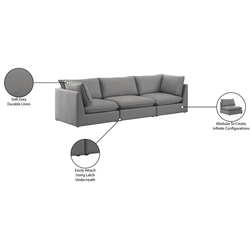 Meridian Mackenzie Grey Durable Linen Textured Modular Sofa IMAGE 10
