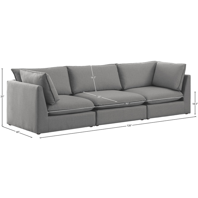 Meridian Mackenzie Grey Durable Linen Textured Modular Sofa IMAGE 9