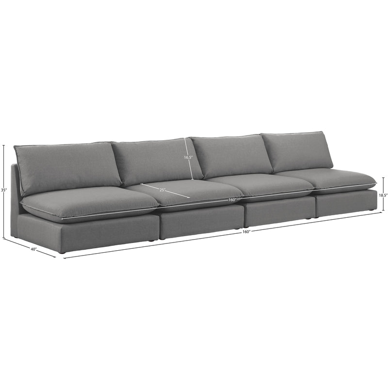 Meridian Mackenzie Grey Durable Linen Textured Modular Sofa IMAGE 7