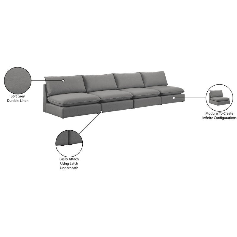 Meridian Mackenzie Grey Durable Linen Textured Modular Sofa IMAGE 8