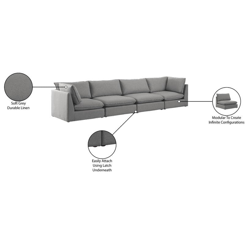 Meridian Mackenzie Grey Durable Linen Textured Modular Sofa IMAGE 10