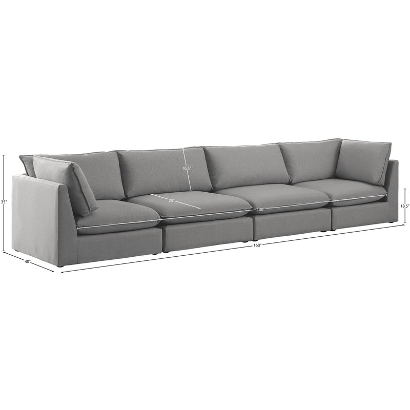 Meridian Mackenzie Grey Durable Linen Textured Modular Sofa IMAGE 9