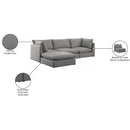 Meridian Mackenzie Grey Durable Linen Textured Modular Sectional IMAGE 15
