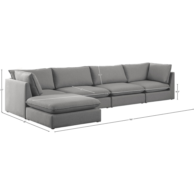 Meridian Mackenzie Grey Durable Linen Textured Modular Sectional IMAGE 14