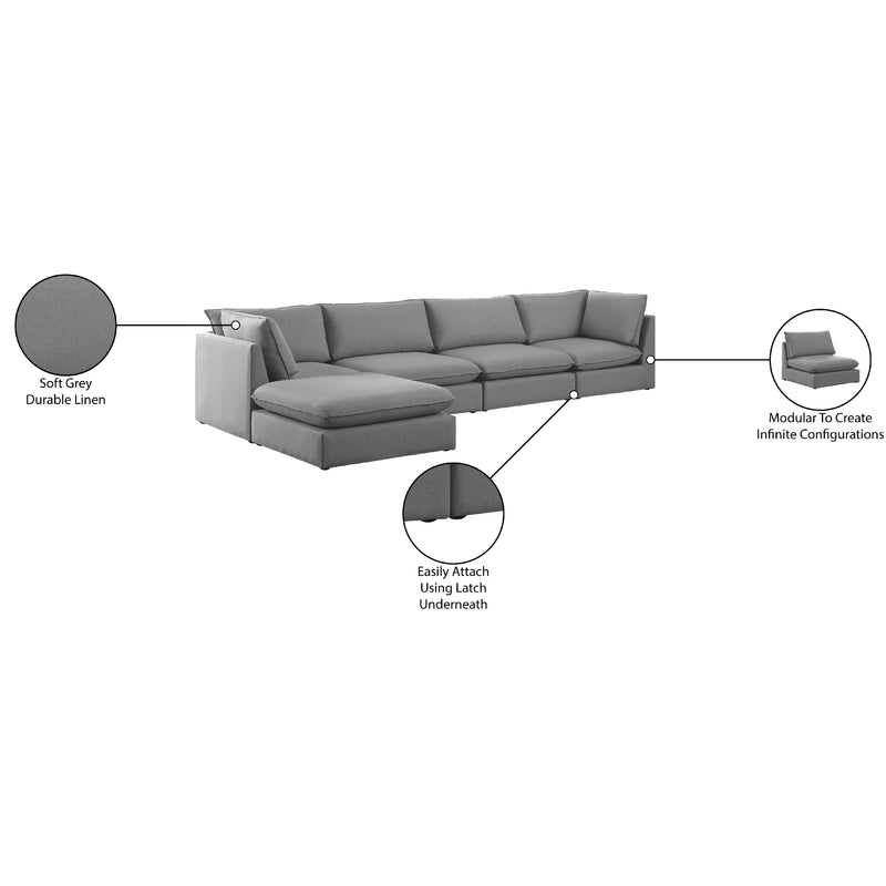 Meridian Mackenzie Grey Durable Linen Textured Modular Sectional IMAGE 15