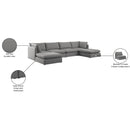 Meridian Mackenzie Grey Durable Linen Textured Modular Sectional IMAGE 10