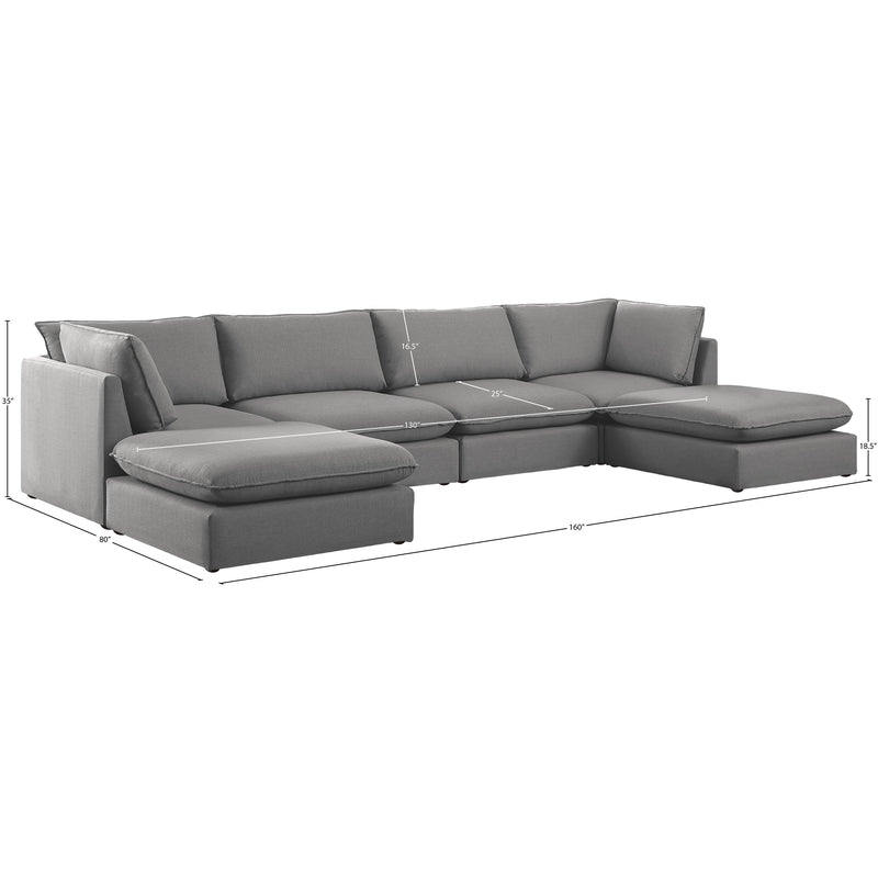 Meridian Mackenzie Grey Durable Linen Textured Modular Sectional IMAGE 9