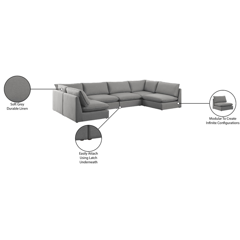 Meridian Mackenzie Grey Durable Linen Textured Modular Sectional IMAGE 10