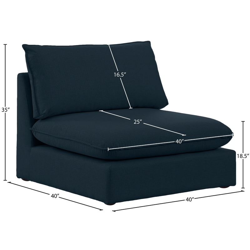 Meridian Mackenzie Navy Durable Linen Textured Armless Chair IMAGE 7