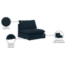 Meridian Mackenzie Navy Durable Linen Textured Armless Chair IMAGE 8