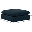 Meridian Mackenzie Navy Durable Linen Textured Ottoman IMAGE 5