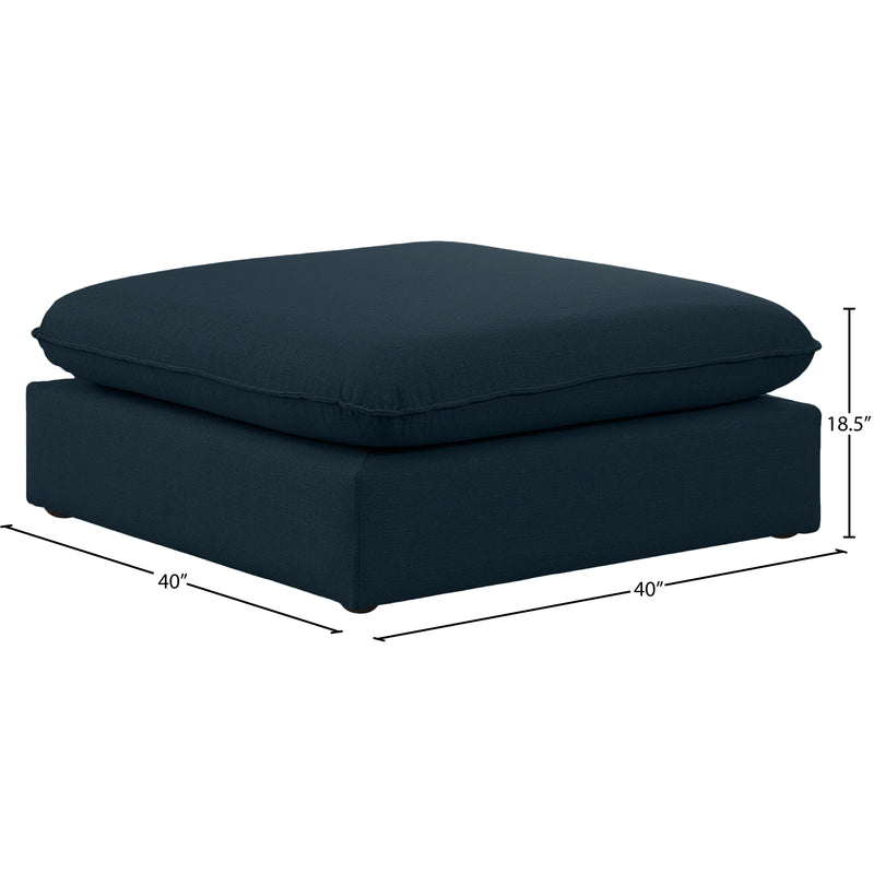 Meridian Mackenzie Navy Durable Linen Textured Ottoman IMAGE 5