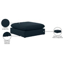 Meridian Mackenzie Navy Durable Linen Textured Ottoman IMAGE 6