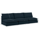 Meridian Mackenzie Navy Durable Linen Textured Modular Sofa IMAGE 7