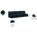 Meridian Mackenzie Navy Durable Linen Textured Modular Sofa IMAGE 8