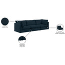 Meridian Mackenzie Navy Durable Linen Textured Modular Sofa IMAGE 10