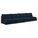 Meridian Mackenzie Navy Durable Linen Textured Modular Sofa IMAGE 7