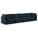 Meridian Mackenzie Navy Durable Linen Textured Modular Sofa IMAGE 9