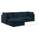 Meridian Mackenzie Navy Durable Linen Textured Modular Sectional IMAGE 14