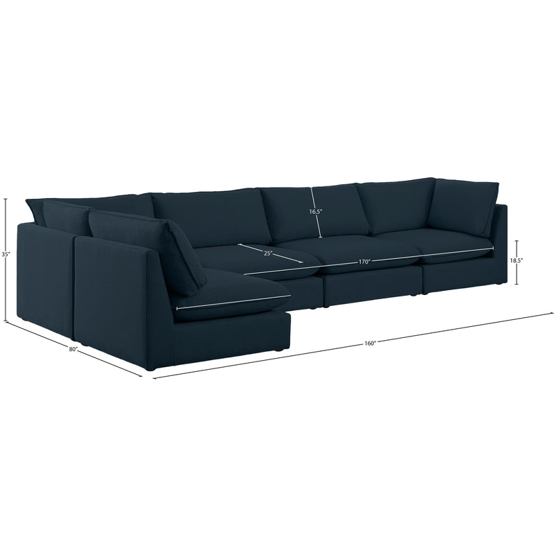 Meridian Mackenzie Navy Durable Linen Textured Modular Sectional IMAGE 14