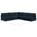 Meridian Mackenzie Navy Durable Linen Textured Modular Sectional IMAGE 8