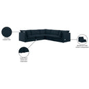 Meridian Mackenzie Navy Durable Linen Textured Modular Sectional IMAGE 10
