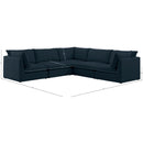 Meridian Mackenzie Navy Durable Linen Textured Modular Sectional IMAGE 9
