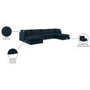 Meridian Mackenzie Navy Durable Linen Textured Modular Sectional IMAGE 10