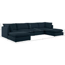 Meridian Mackenzie Navy Durable Linen Textured Modular Sectional IMAGE 9