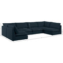 Meridian Mackenzie Navy Durable Linen Textured Modular Sectional IMAGE 9