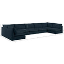 Meridian Mackenzie Navy Durable Linen Textured Modular Sectional IMAGE 9