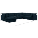 Meridian Mackenzie Navy Durable Linen Textured Modular Sectional IMAGE 9