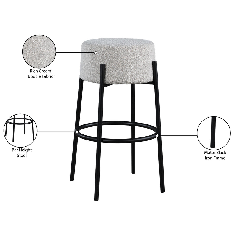 Meridian Avalon Cream Boucle Fabric Bar Stool IMAGE 6